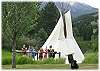 A great back yard with a teepee and mountain views