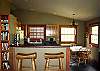 Large bar stools provide extra seating