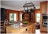 Kitchen island with a side seating area