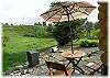 The patio area for the guest cabin