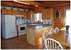 Open kitchen, dining room and living room