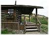 A closer look at the bunk house's front porch
