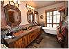 A look at the master bathroom with claw foot tub