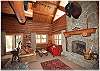 A look at the beautiful wood burning fireplace