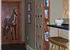 Some custom touches -- built in wine rack, handmade doors