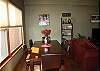 Dining area with seating at the table for six