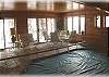 The indoor pool with patio area