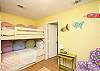The Bunk Room features 1 set of bunk beds with a twin trundle below, sleeps 3. Great space for kids! This bedroom, like all the bedrooms features a flat screen TV and DVD player.