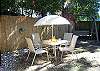 Our Back yard includes an umbrella table and chairs, swing and patio area. Quiet and relaxing!