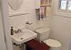 Full bathroom with tub/ shower. There is another full bathroom upstairs with the 2nd Queen bedroom