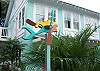 The beautiful hand crafted whirly gig mermaid lives outside Breeze Inn.