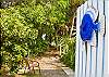 The outdoor shower is private and has hot and cold water.  Such fun to shower outside under the stars and sky!