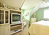 The tv and the king bedroom which is upstairs.