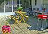 Back Deck, pinic table, charcoal grill.
