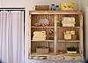 The beautiful vintage shelf which hangs in the bedroom. Filled with delights and treasures!