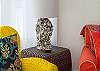 Details of the bright, colorful living room!  Check out the gorgeous shell lamps!