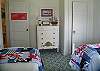 Another view of the bedroom. red, white and blue are colors we never tire of.