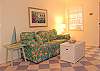 The living room features a large sofa sleeper for 2. 100% cotton sheet and fluffy pillows helps make this an extra special sleeping area for additional guests.