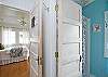 There are two full bathrooms.  This is the bathroom off the master bedroom.  A full bathroom with a view of the garden.