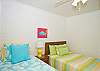 Bedroom #2 - Another room with one double and one twin bed, bright colors, a few sea creatures and local art to boot!