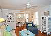 View of living room into dining room.