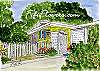 Key Lime Parrot Cottage by Fifi Flowers. Matted prints sold at Seaside Sisters gift shop on Tybee Island! Be sure and take one home; great souvenir of your stay!