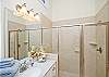 Master bathroom. For the perfect relaxing bath, slide into this jetted-tub. This bath is complete with a large shower stall, vanity and separate water closet.
