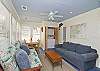 This room is right off the kitchen and also has a door which leads to the back yard, garden and grill. This room has two big comfy sofas, flat screen TV , Washer and dryer and dining table for 5.