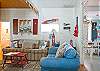 Living room area; lots of color and local art!