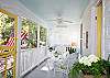 Another view of the wonderful screened porch; lots of seating; bright, sunny and freshly painted!