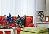 Details of the bright, colorful living room!  Check out the gorgeous shell lamps!