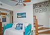 This full size twin bed in on the first floor and a great sleeping area. This is not a true private bedroom, but the bed is super comfy and a full size twin.