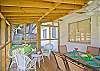 Great screened porch; an ideal place to hang out, have a cup of Mermaid Morning Bliss coffee, meals or evening cocktails!