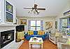 This is our great room that is a combination family room/ tv room and leads into the kitchen and seating area