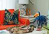 Details of the bright, colorful living room!  Check out the gorgeous shell lamps!