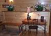 The foyer of the cabin welcomes you as you enter the cabin.  Enjoy the desk for reading or using your laptop during your stay at the cabin
