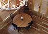 A look down from the loft shows you the large dining table which provides seating for 6 guests.