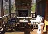 THE FRONT PORCH OF THE CABIN PROVIDES A PLACE FOR ENTERTAINMENT AS YOU GRILL YOUR FAVORITE MEAL OR SIT BY A NICE WARM FIRE AS YOU ENJOY THE MOUNTAIN VIEW.