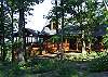 The wooded area provides a very private area around the cabin.  Enjoy the cozy mountain area around you which opens up to an awesome view from the back side of the cabin.