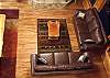 Two Leather Sofas surround the Fireplace in the Living Room.