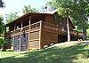 The view of the front of the cabin as you enter the driveway