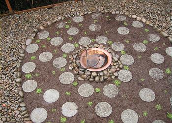 Riverrock backyard with firepit
