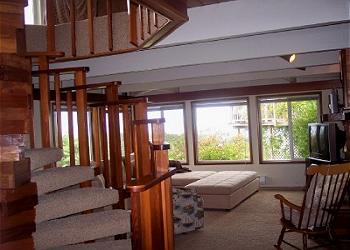 Spiral stairs to family room