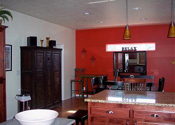 Dining table and bar seating