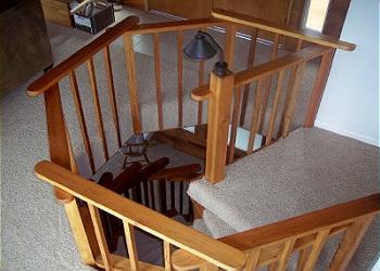 Hand-crafted wood spiral staircase