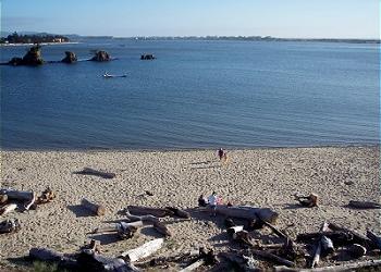 Beach below.
