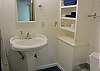 Brand new (2012) second bathroom.  Notice shower curtain on left-from tub/shower combo.