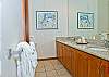 Double sinks with granite counters.