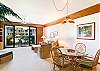 The dining and living room, looking out
