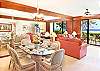 The dining area and living room, looking out towared the ocean